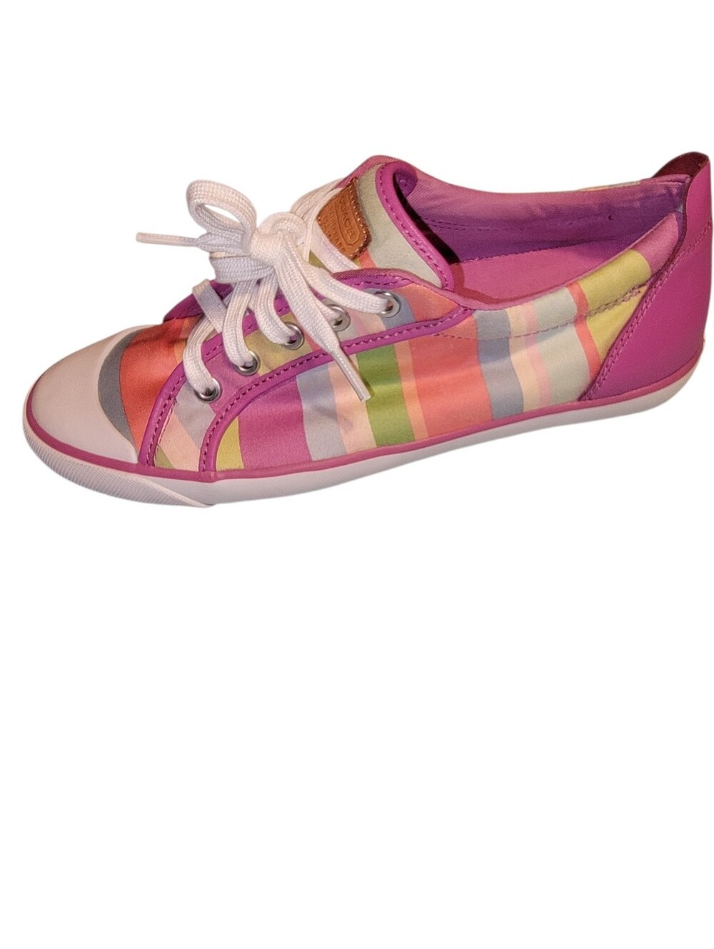 Coach Barrett Pink Multi-Stripe Lace-Up Sneakers - Picture 4 of 12